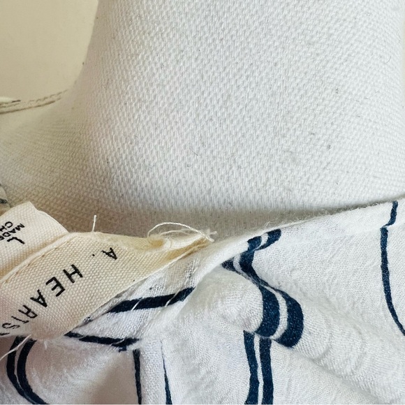 L.A. Hearts White &  Blue Pin Striped Peplum Ruffle Self Tie Crop Top Blouse - Picture 8 of 8